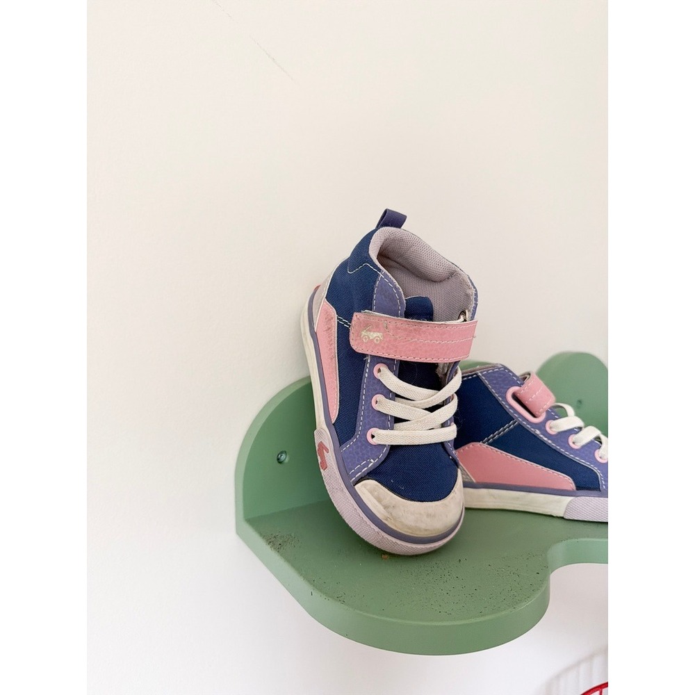 See Kai Run Stevie Girls Navy Blue Pink Purple Canvas High Top Sneakers Kids 7